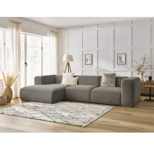 Canapé d'angle fixe ZEPHYR taupe angle gauche BOBOCHIC 4 places pas cher