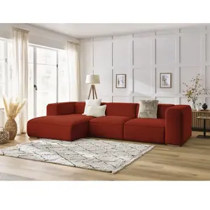 Canapé d'angle fixe ZEPHYR orange angle gauche BOBOCHIC 4 places pas cher