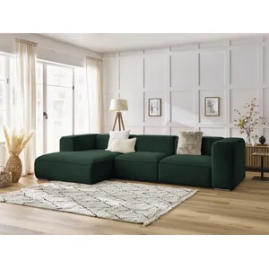 Canapé d'angle fixe ZEPHYR vert angle gauche BOBOCHIC 4 places pas cher