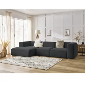 Canapé d'angle fixe ZEPHYR gris foncé angle gauche BOBOCHIC 4 places pas cher