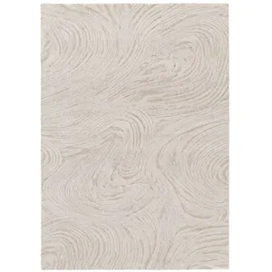 Bobochic tapis poils long lovina motif abstrait beige 120x170 LOVINA