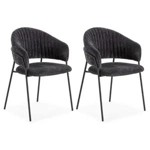 Lot de 2 chaises LOU tissu texturé Gris foncé BOBOCHIC TU pas cher