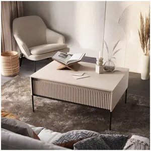 Bobochic table basse 1 porte 100 cm lenara avec tasseaux beige LENARA pas cher