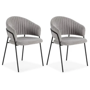 Lot de 2 chaises LOU tissu texturé Gris clair   BOBOCHIC TUVendu parbobochic-paris