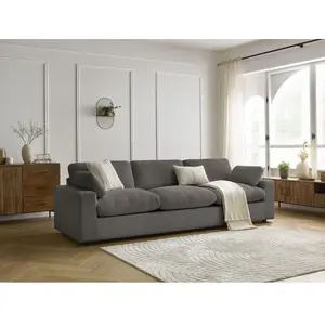 Bobochic canapé droit fixe 4 places belair velours côtelé taupe BELAIR pas cher