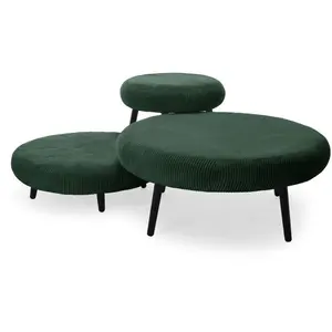 Bobochic lot de 3 tables basses gigognes eden tissu velours côtelé vertVendu parbobochic-paris