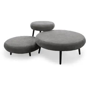 Bobochic lot de 3 tables basses gigognes eden tissu texturé gris foncéVendu parbobochic-paris