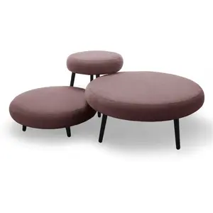Bobochic lot de 3 tables basses gigognes eden tissu lisse rose pas cher