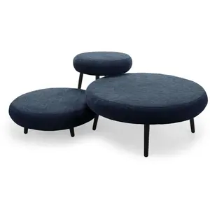 Bobochic lot de 3 tables basses gigognes eden tissu texturé bleu foncéVendu parbobochic-paris