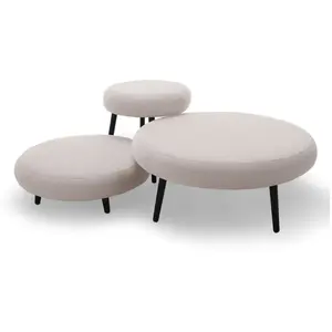 Bobochic lot de 3 tables basses gigognes eden tissu lisse beigeVendu parbobochic-paris
