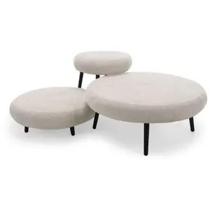 Bobochic lot de 3 tables basses gigognes eden tissu texturé beigeVendu parbobochic-paris