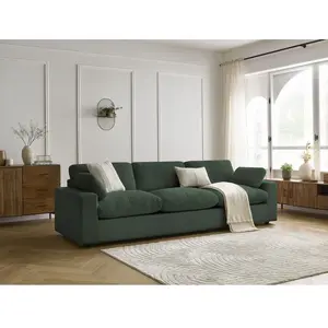 Bobochic canapé droit fixe 4 places belair velours côtelé vert BELAIR pas cher