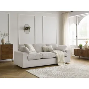 Bobochic canapé droit fixe compact belair velours côtelé beige BELAIR pas cher