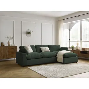 Bobochic canapé d'angle réversible belair velours côtelé vert BELAIR pas cher