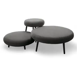 Bobochic lot de 3 tables basses gigognes eden tissu lisse gris foncéVendu parbobochic-paris