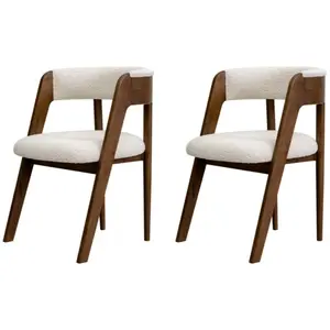 Lot de 2 chaises BASTIDE placage chêne massif et tissu bouclette marro...