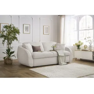 BOBOCHIC Canapé droit convertible CEZANNE ouverture express tissu bouclette bla... pas cher
