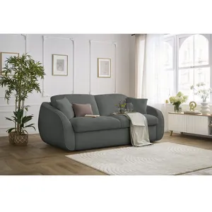 BOBOCHIC Canapé droit convertible CEZANNE ouverture express tissu bouclette gri... pas cher