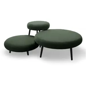 Bobochic lot de 3 tables basses gigognes eden tissu lisse vertVendu parbobochic-paris