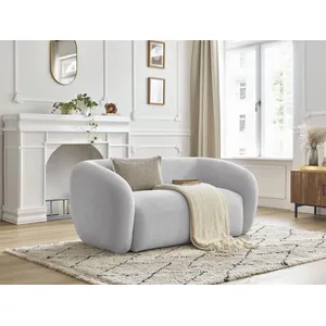 Canapé droit fixe 2 places CELINE tissu lisse Gris clair   BOBOCHIC TU pas cher