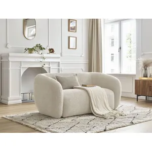 Bobochic canapé droit fixe 2 places celine tissu bouclette beige CELINE pas cher