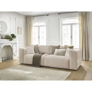 Bobochic canapé droit convertible coffre ezechiel tissu chiné beige pas cher