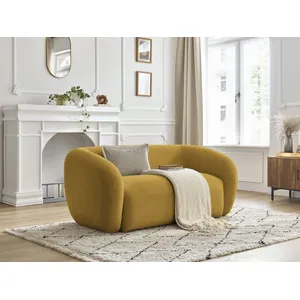 Bobochic canapé droit fixe 2 places celine tissu lisse jaune CELINE pas cher