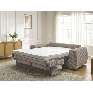 BOBOCHIC Canapé droit convertible HUGO ouverture express gros côtelé vert 160x1... pas cher