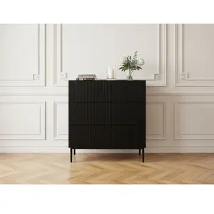 Comparateur de prix : Commode KASHA 3 tiroirs pieds noir noir   BOBOCHIC