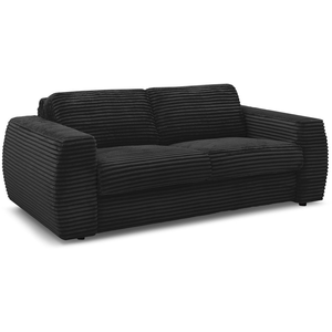 BOBOCHIC Canapé droit convertible HUGO ouverture express gros côtelé noir 160x1... pas cher