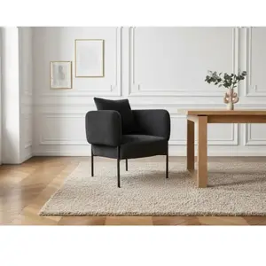 Fauteuil de table GABIN tissu velours côtelé noir BOBOCHIC pas cher