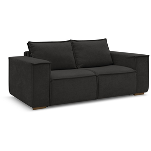 BOBOCHIC Canapé droit convertible CHELSEA ouverture express tissu texturé noir ... pas cher