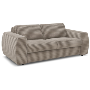 Canapé droit convertible HUGO ouverture express gros côtelé taupe 160x...