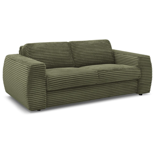BOBOCHIC Canapé droit convertible HUGO ouverture express gros côtelé vert 140x1... pas cher