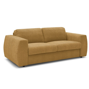 BOBOCHIC Canapé droit convertible HUGO ouverture express tissu texturé jaune 14... pas cher