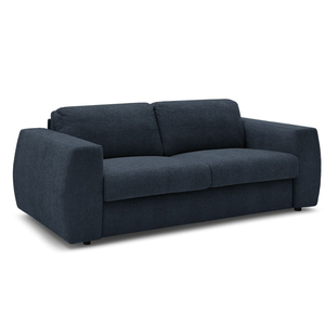 BOBOCHIC Canapé droit convertible HUGO ouverture express tissu texturé bleu fon... pas cher