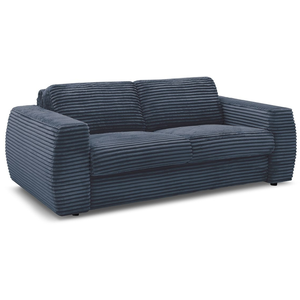 BOBOCHIC Canapé droit convertible HUGO ouverture express gros côtelé bleu foncé... pas cher