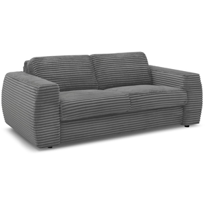 BOBOCHIC Canapé droit convertible HUGO ouverture express gros côtelé gris foncé... pas cher
