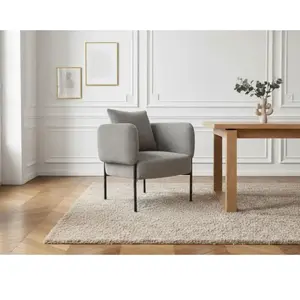 Fauteuil de table GABIN tissu velours côtelé gris clair BOBOCHIC pas cher