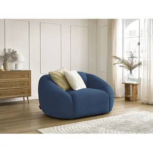 Fauteuil & pouf Bobochic Fauteuil tina velours côtelé Bleu foncé pas cher