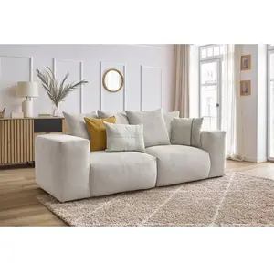 Canapé droit fixe modulable VOLTAIRE beige BOBOCHIC 3 places pas cher