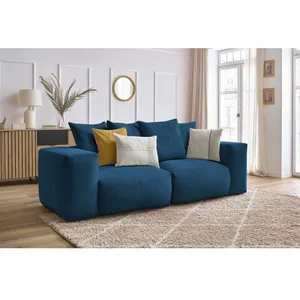 Canapé droit fixe modulable VOLTAIRE bleu foncé   BOBOCHIC 3 places pas cher