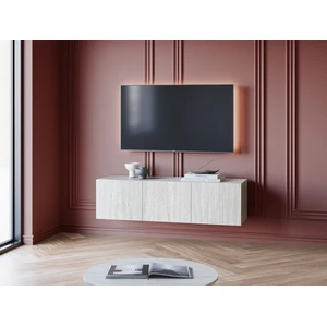 Meuble TV suspendu 3 portes 140 cm LECCE effet travertin BOBOCHIC pas cher