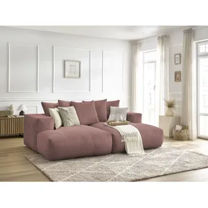 Canapé droit fixe 4 places VOLTAIRE assise profonde Rose   BOBOCHIC TU