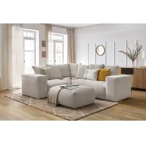 Canapé d'angle fixe modulable VOLTAIRE avec 1 chauffeuse 2 places, 1 a...