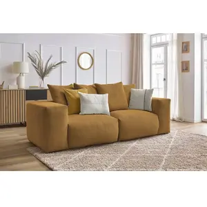 Canapé droit fixe modulable VOLTAIRE jaune   BOBOCHIC 3 places pas cher