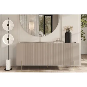 Comparateur de prix : Buffet 4 portes 200 cm MATHILDE plateau effet marbre et pieds or Bobochic