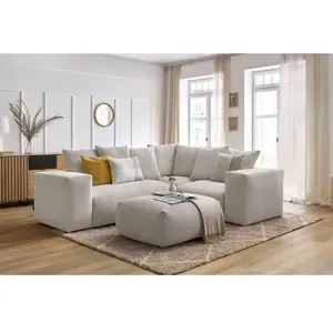 Canapé d'angle fixe modulable VOLTAIRE avec 1 chauffeuse 2 places, 1 a...