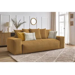 Canapé droit convertible coffre VOLTAIRE jaune   BOBOCHIC 3 places pas cher