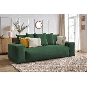 Canapé droit convertible coffre VOLTAIRE vert   BOBOCHIC 3 places pas cher